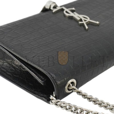 YSL KATE SMALL CHAIN BAG WITH TASSEL IN CROCODILE-EMBOSSED LEATHER 354119500426 (24*14.5*5.5cm)